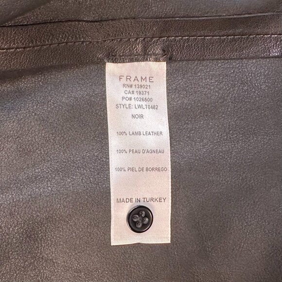 FRAME Charlie Puff Sleeve Leather Shirt - Size M - Picture 8 of 9